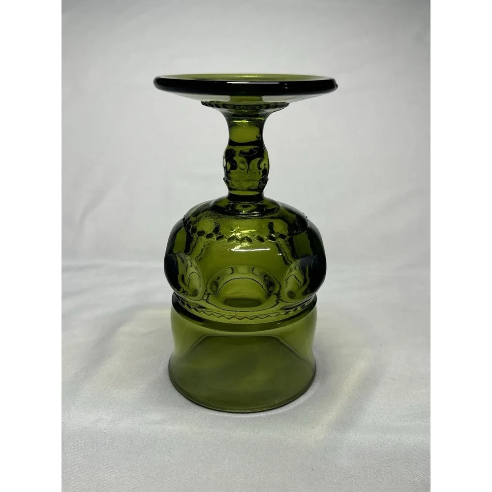 Vintage Indiana Glass‎ Green Kings Crown Thumbprint Goblet  5.75